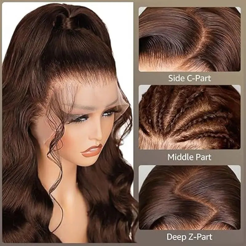 Wewave Chocolate Brown 13x6 Human Hair Wigs HD Lace Body Wave Wig 200% Density Re Plucked Bleached Knoted Brazilian Hair Wigs