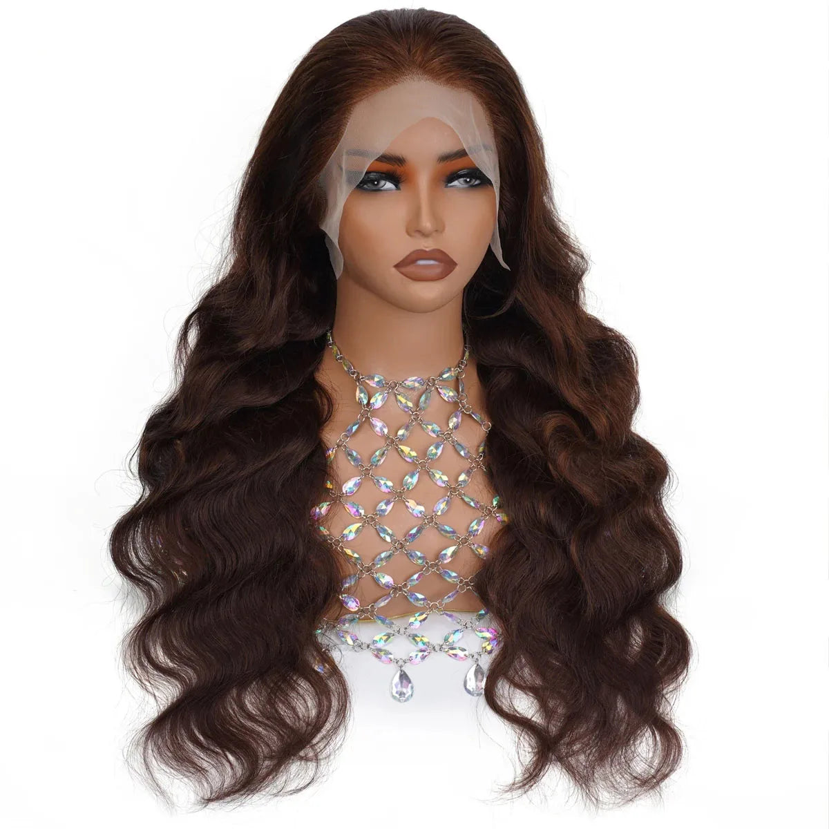 Wewave Chocolate Brown 13x6 Human Hair Wigs HD Lace Body Wave Wig 200% Density Re Plucked Bleached Knoted Brazilian Hair Wigs