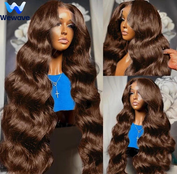 Wewave Chocolate Brown 13x6 Human Hair Wigs HD Lace Body Wave Wig 200% Density Re Plucked Bleached Knoted Brazilian Hair Wigs