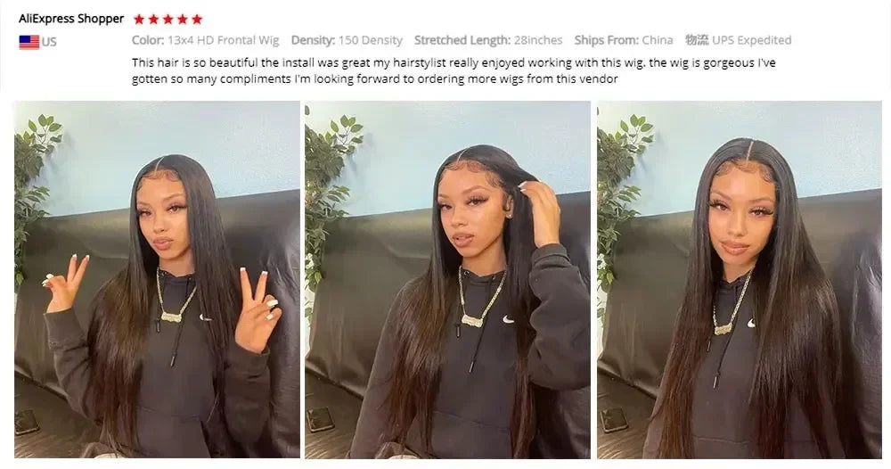 200 Density 13x4 13x6 Full Frontal 360 HD Transparent Lace 40 46 Inch Long Straight 5x5 Closure Human Hair Pre plucked Wigs